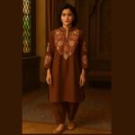 Brown Aari Embroidered Cord Set